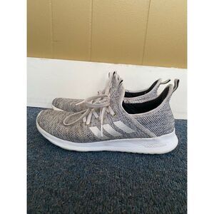 Adidas women 8.5 cloudfoam tie running shoes grey & white